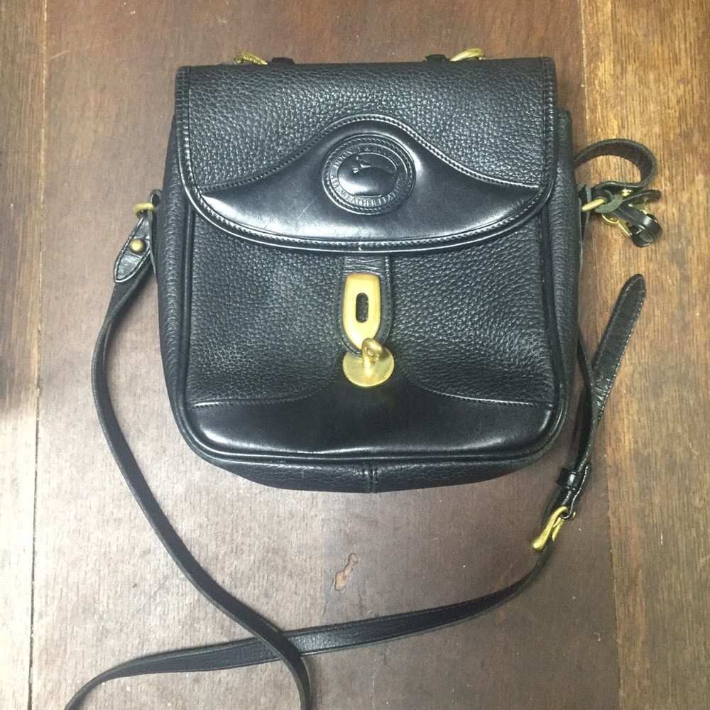 Dooney & Bourke Black Pebbled Leather Crossbody with Gold Hardware